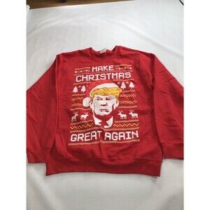 Donald Trump Mens Make Christmas Great Again Ugly Christmas Sweatshirt Red • Med
